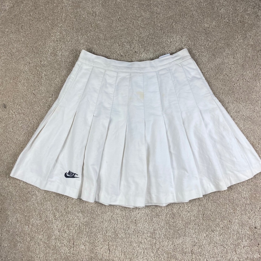 Vintage 80s Nike White Pleated Tennis Skirt Made in USA Cotton Large 5034TW